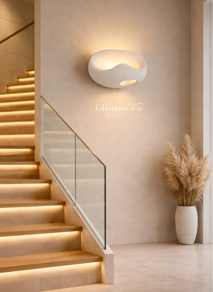 Organic Halo Resin Wall Sconce with Soft Ambient LED Glow
