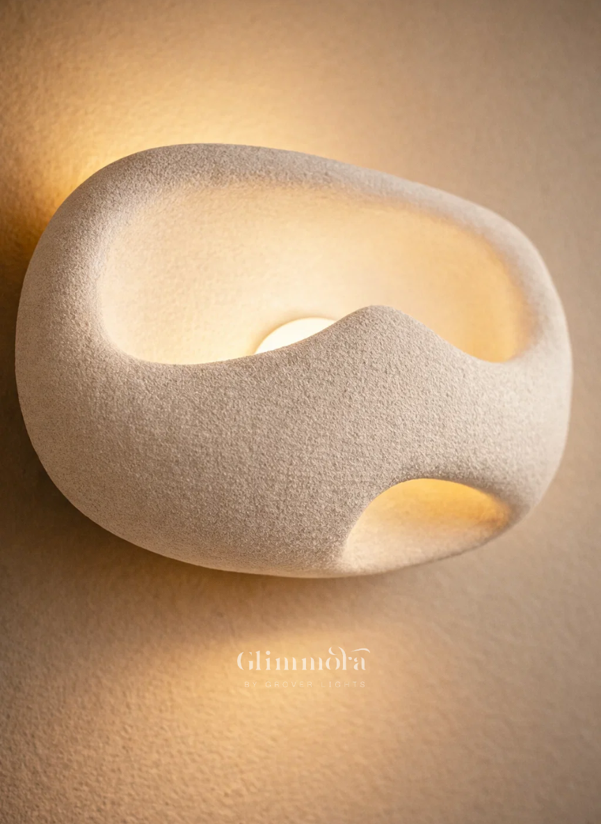 Organic Halo Resin Wall Sconce with Soft Ambient LED Glow