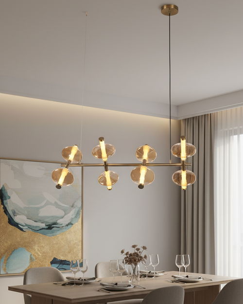Modern Linear Glass Globe Chandelier