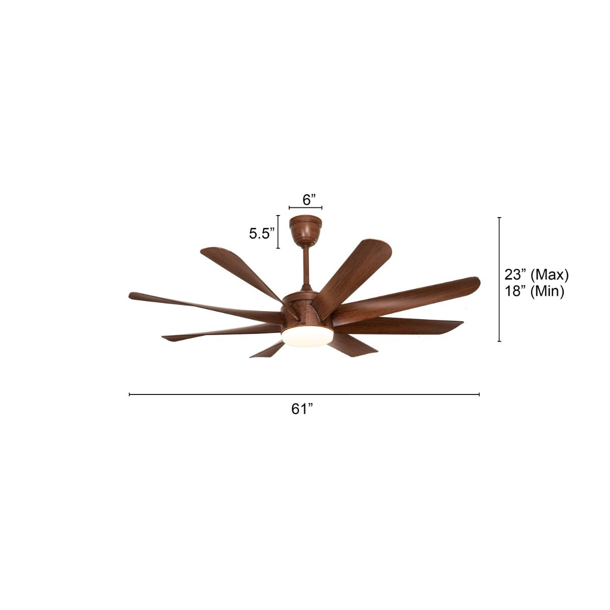 Wood Finish Metal Body Remote Control Ceiling Fan