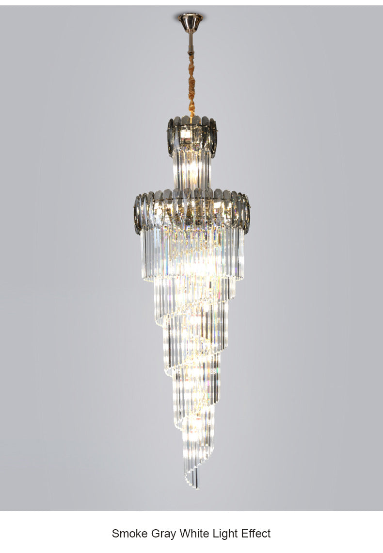 Crystal Multilayer Double Height Chandelier