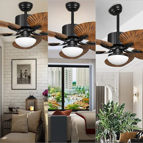 Tropical Ceiling Fan With Led Light And Remote Control