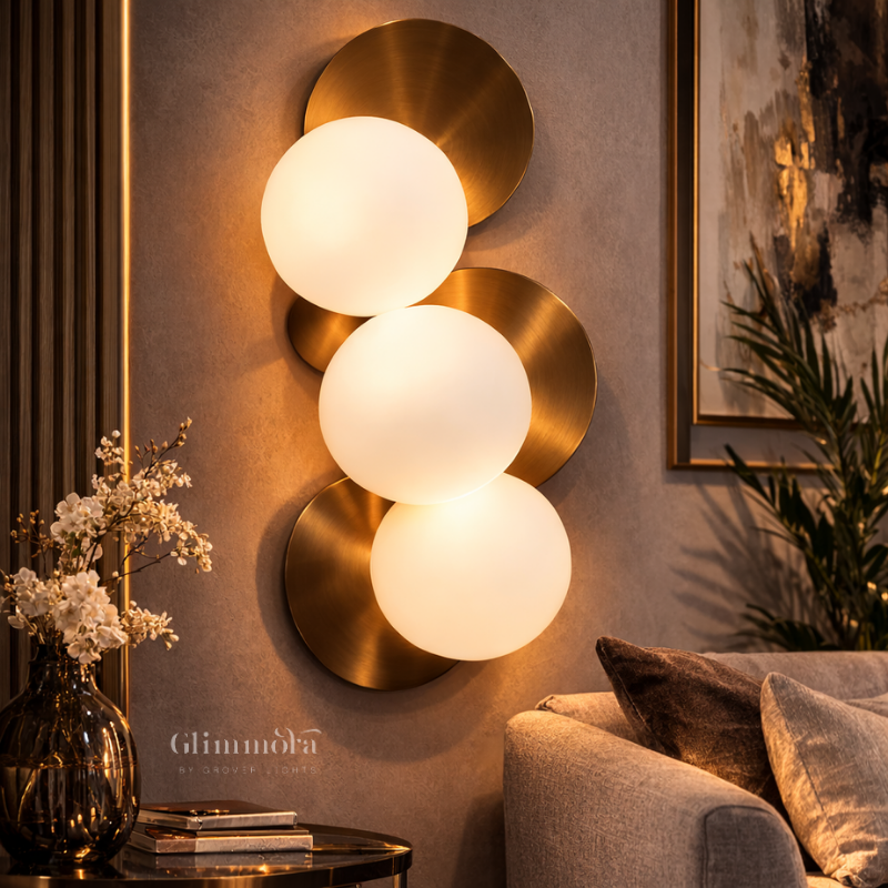Modern Gold Globe Wall Light – 3 Ball LED Decorative Wall Lamp