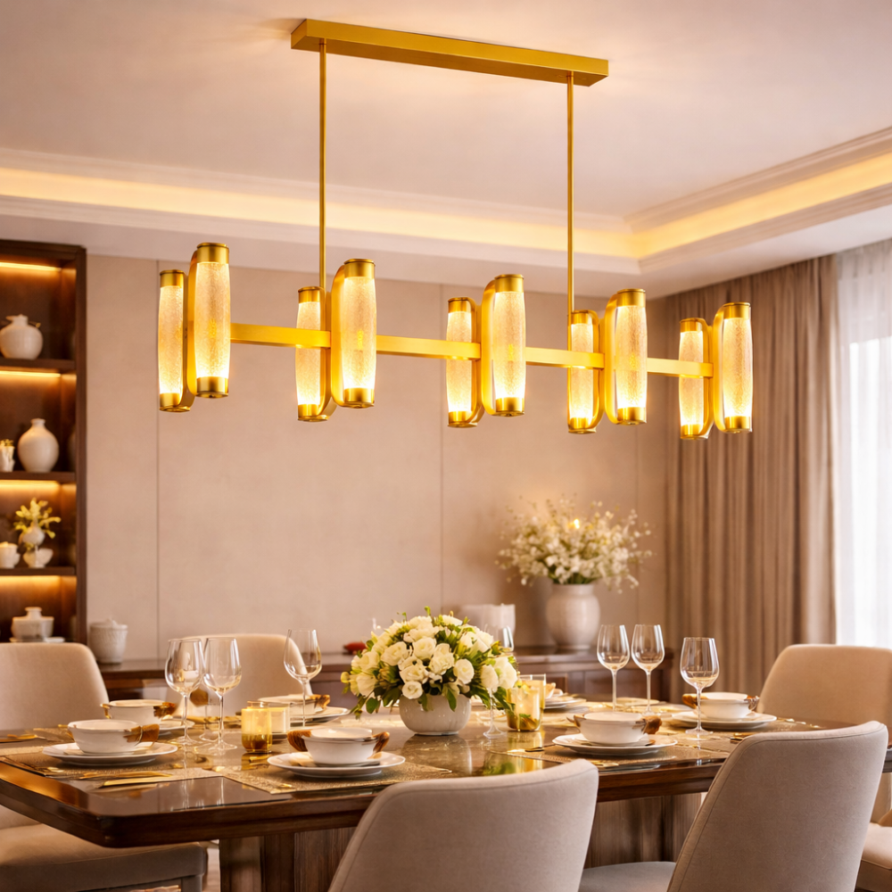 Luxe Linear Gold Chandelier