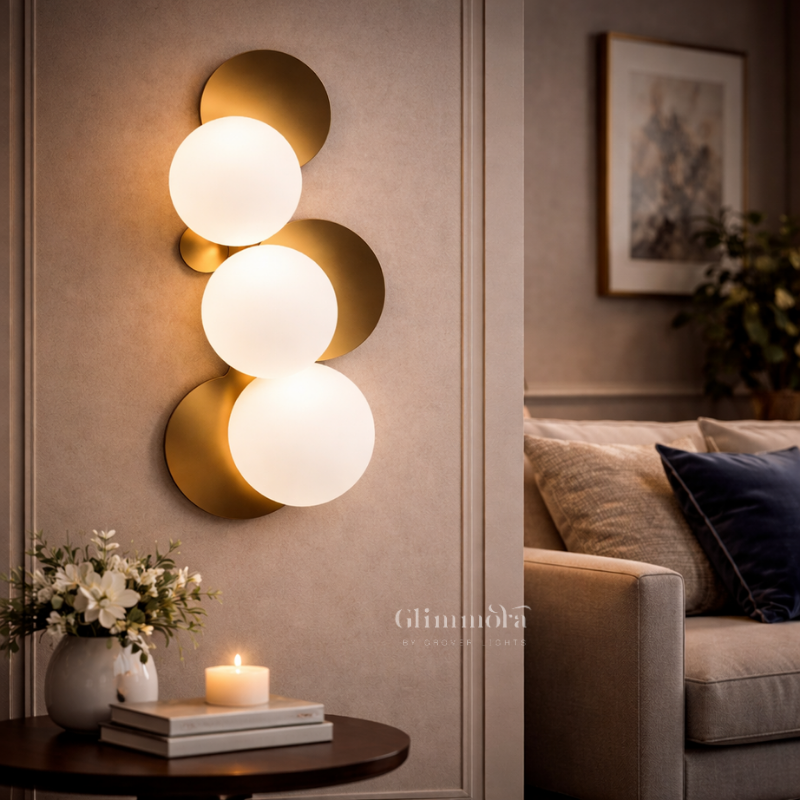 Modern Gold Globe Wall Light – 3 Ball LED Decorative Wall Lamp