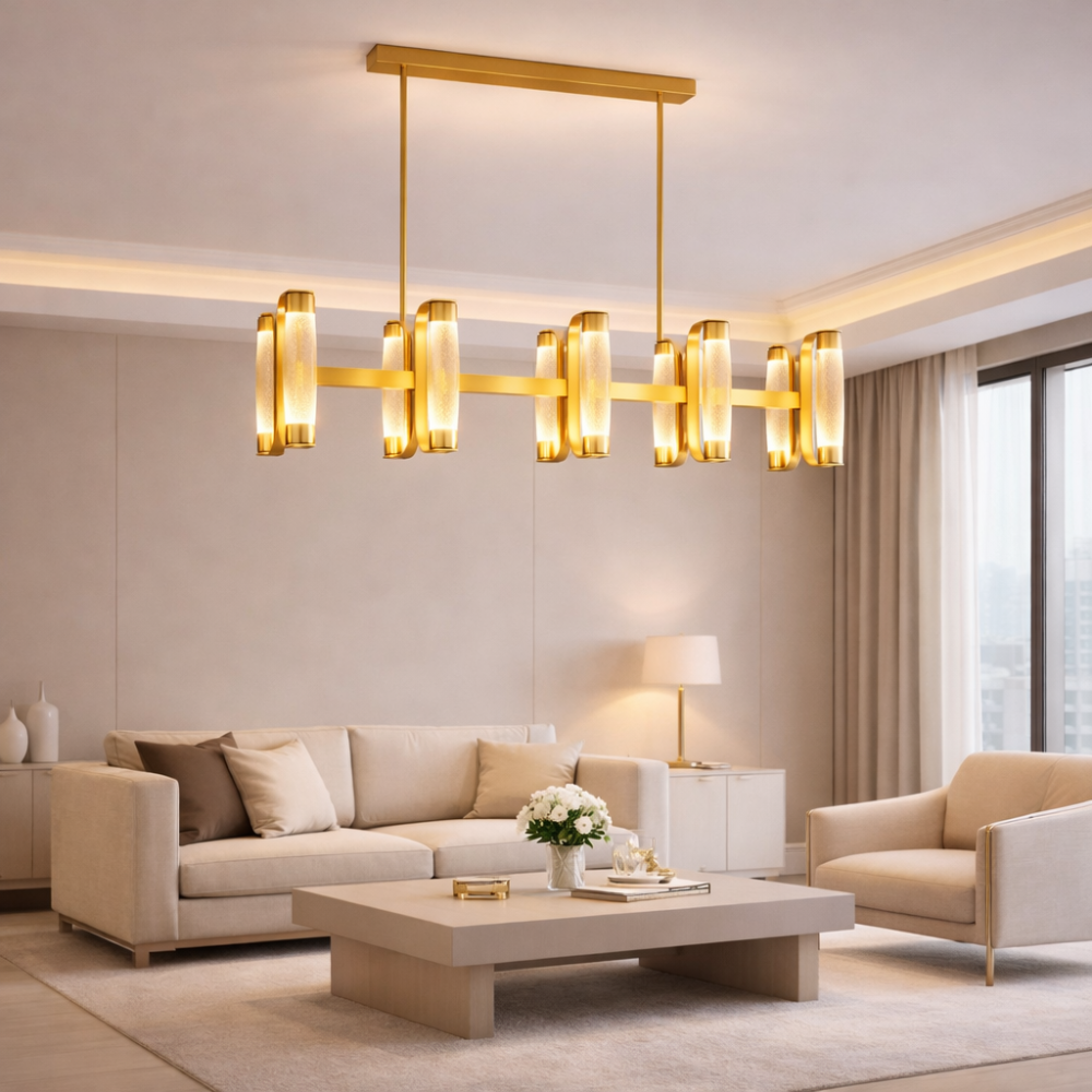 Luxe Linear Gold Chandelier