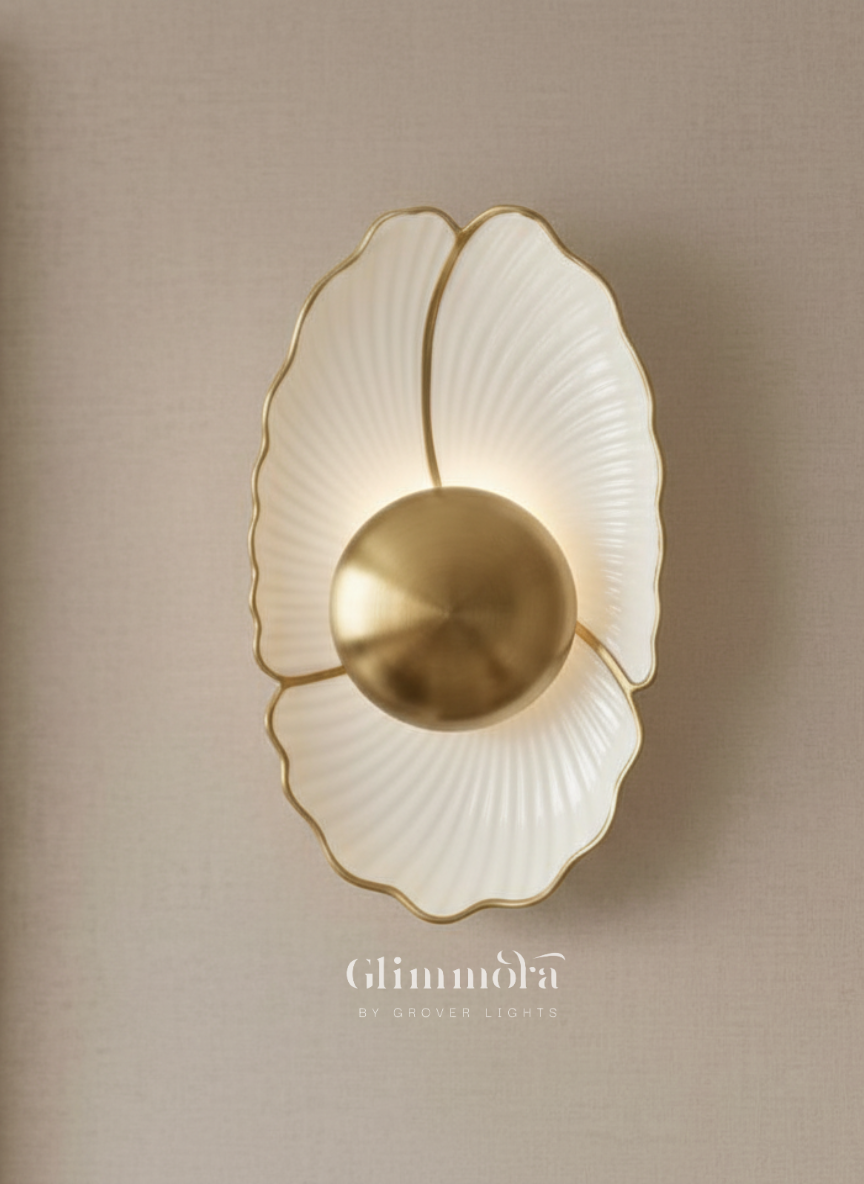 Aura Bloom Glass & Brass LED Wall Light