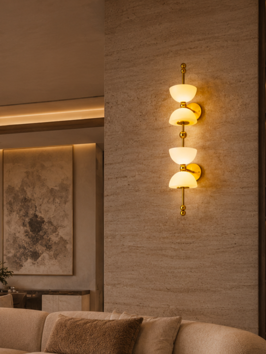 Premium Gold Finish Designer Wall Light with Frosted Glass Shades