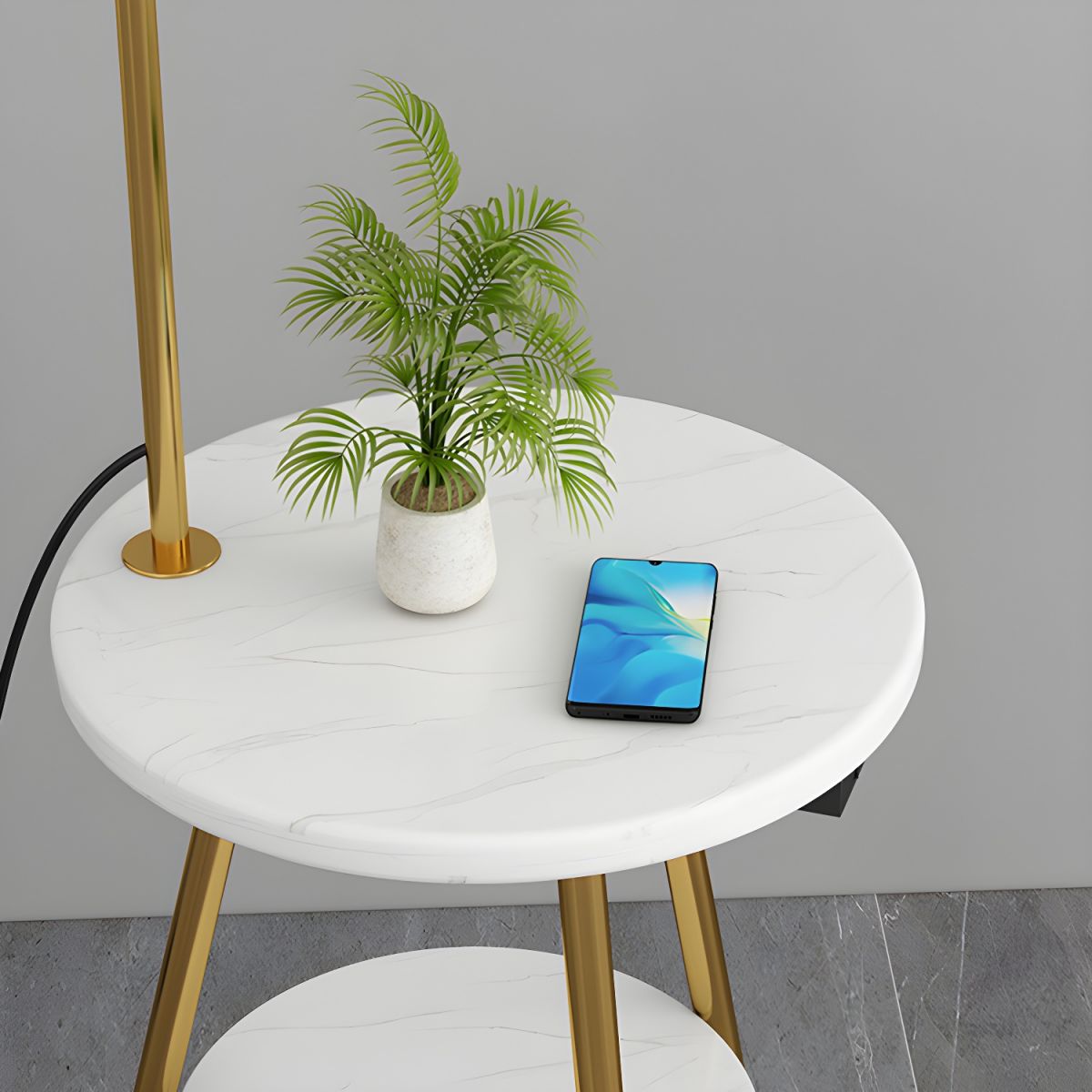 Blissful Moment (Feather, Gold) Floor Lamp