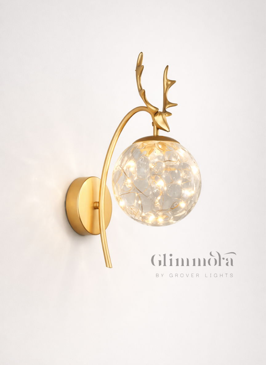 Stag Aura Glass & Brass LED Wall Light