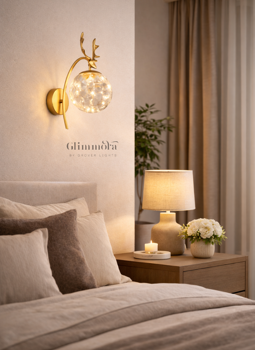 Stag Aura Glass & Brass LED Wall Light