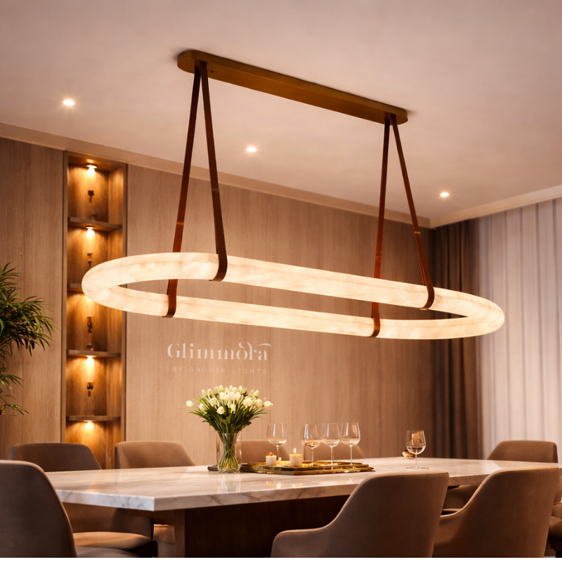 Alvora Alabaster Linear Chandelier – 1500mm Luxury Hanging Lamp