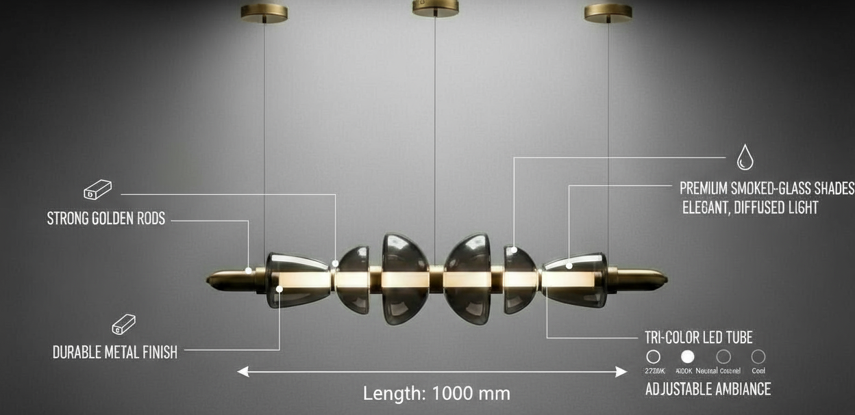 Separating Shadows (Smokey, 1100mm, Gold) Chandelier
