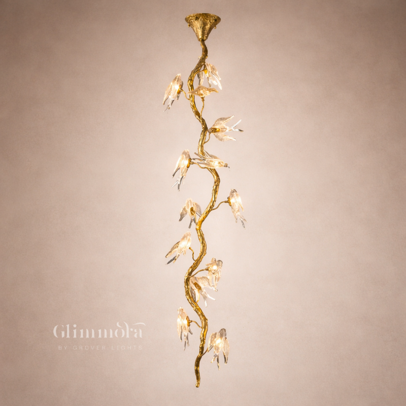 Luxury Golden Bird Cascade Chandelier – Artistic Hanging Statement Light