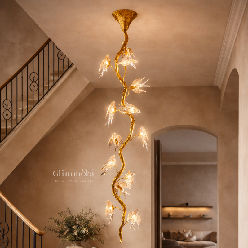 Luxury Golden Bird Cascade Chandelier – Artistic Hanging Statement Light