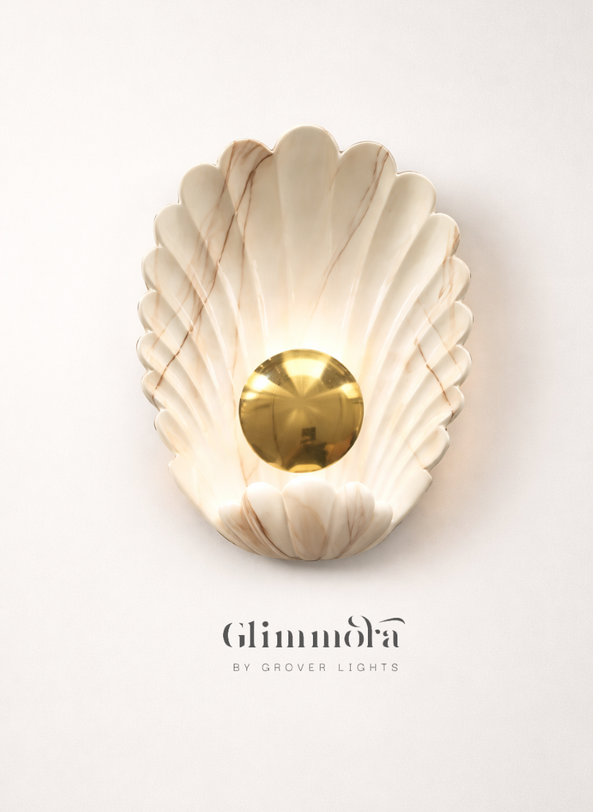 Shell Aura Marble & Brass LED Wall Light