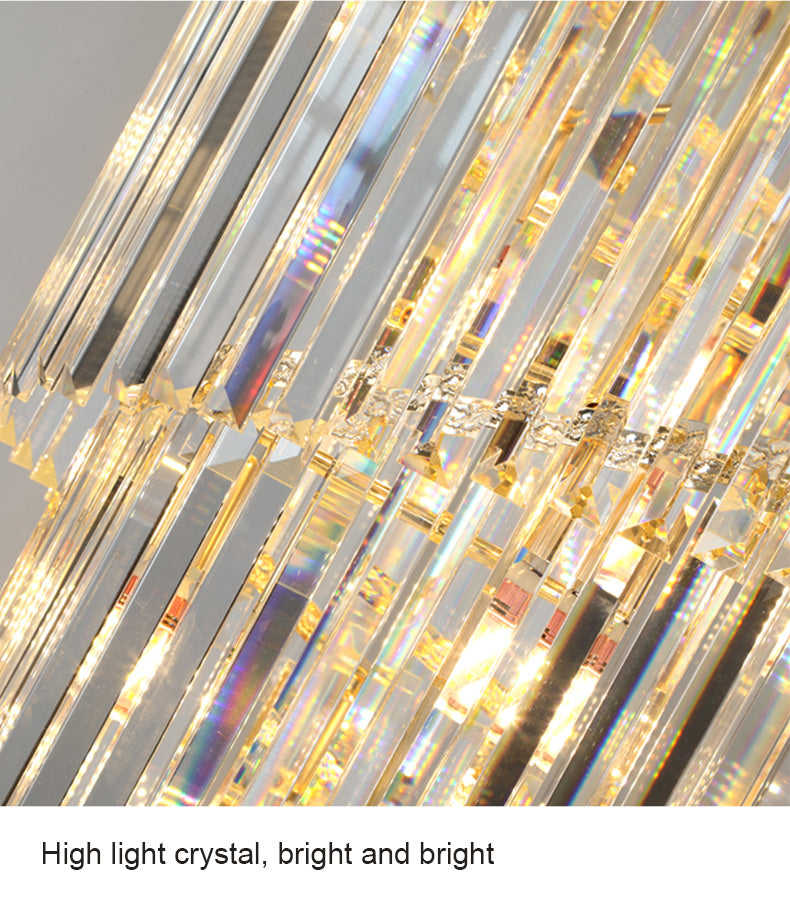 Crystal Multilayer Double Height Chandelier