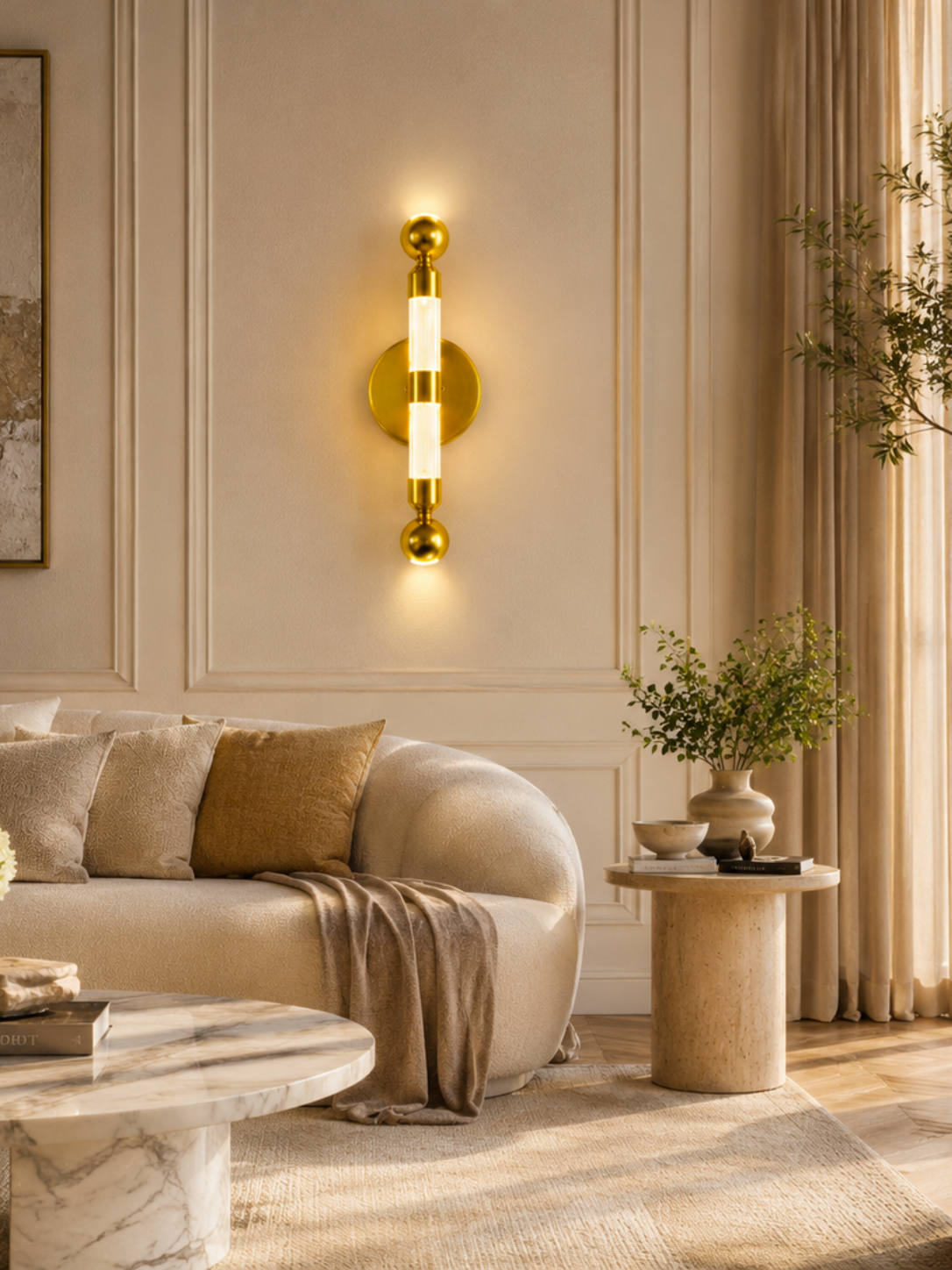 Modern Gold/Black Crystal LED Wall Light for Bedroom & Living Room