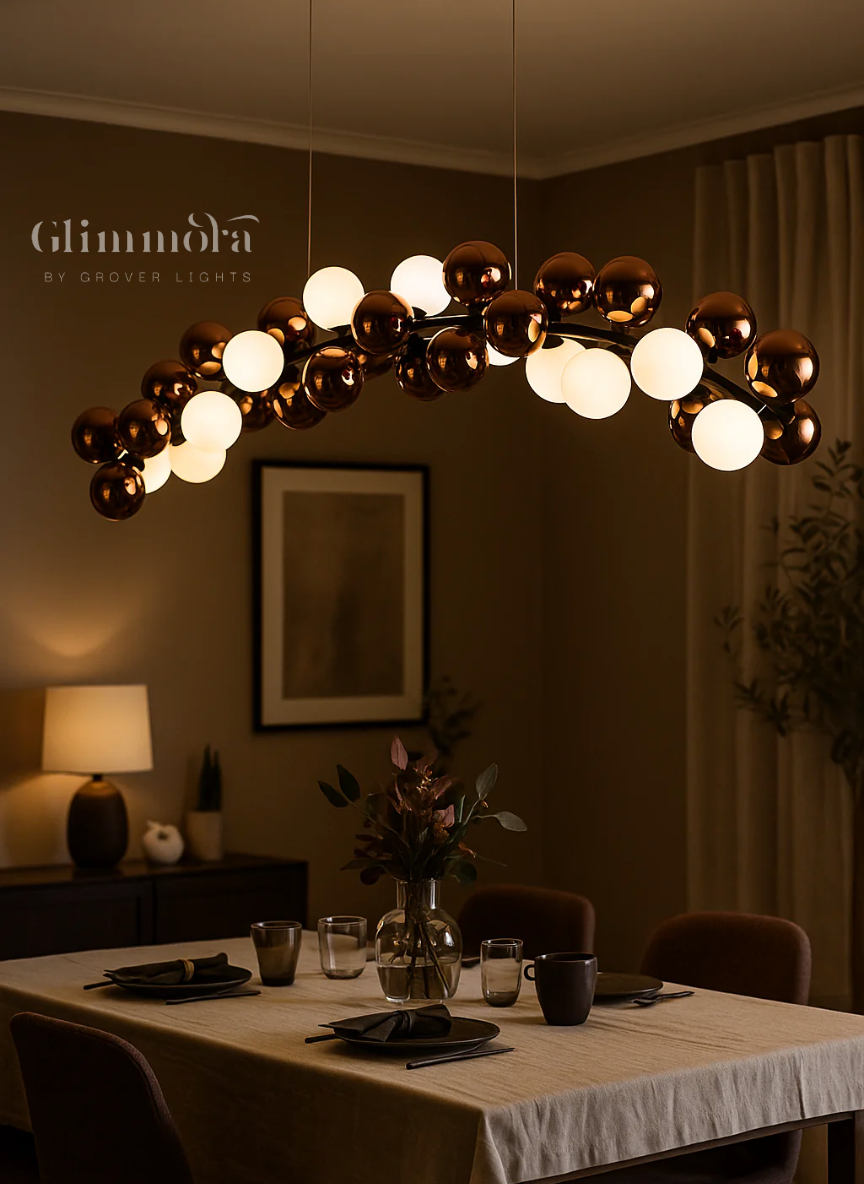 Dancing Echoes (Rose Gold, White, 30-Head) Glass Chandelier
