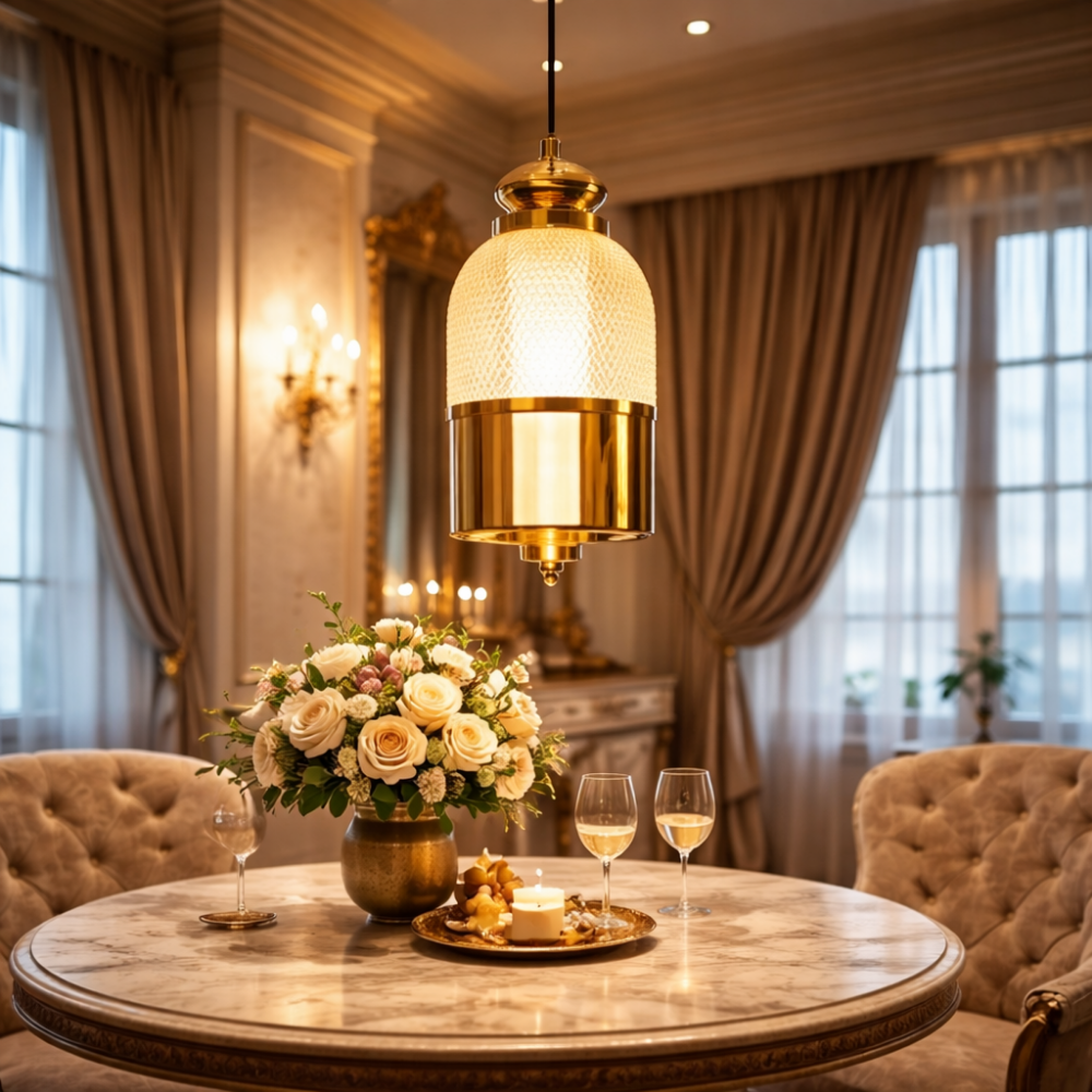 Luxury Gold Textured Glass Pendant Light