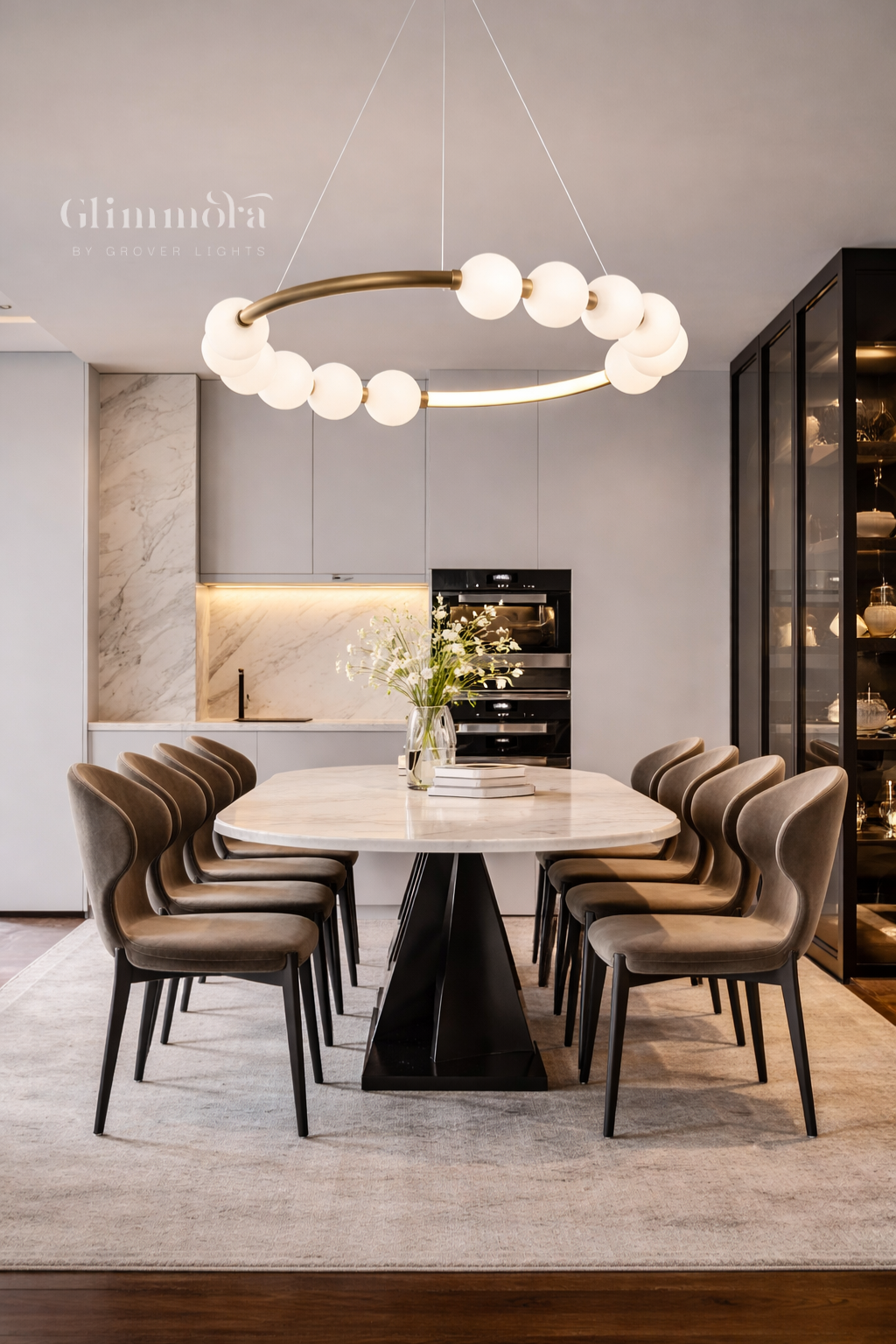 Orbital Opal Glass Ring LED Chandelier