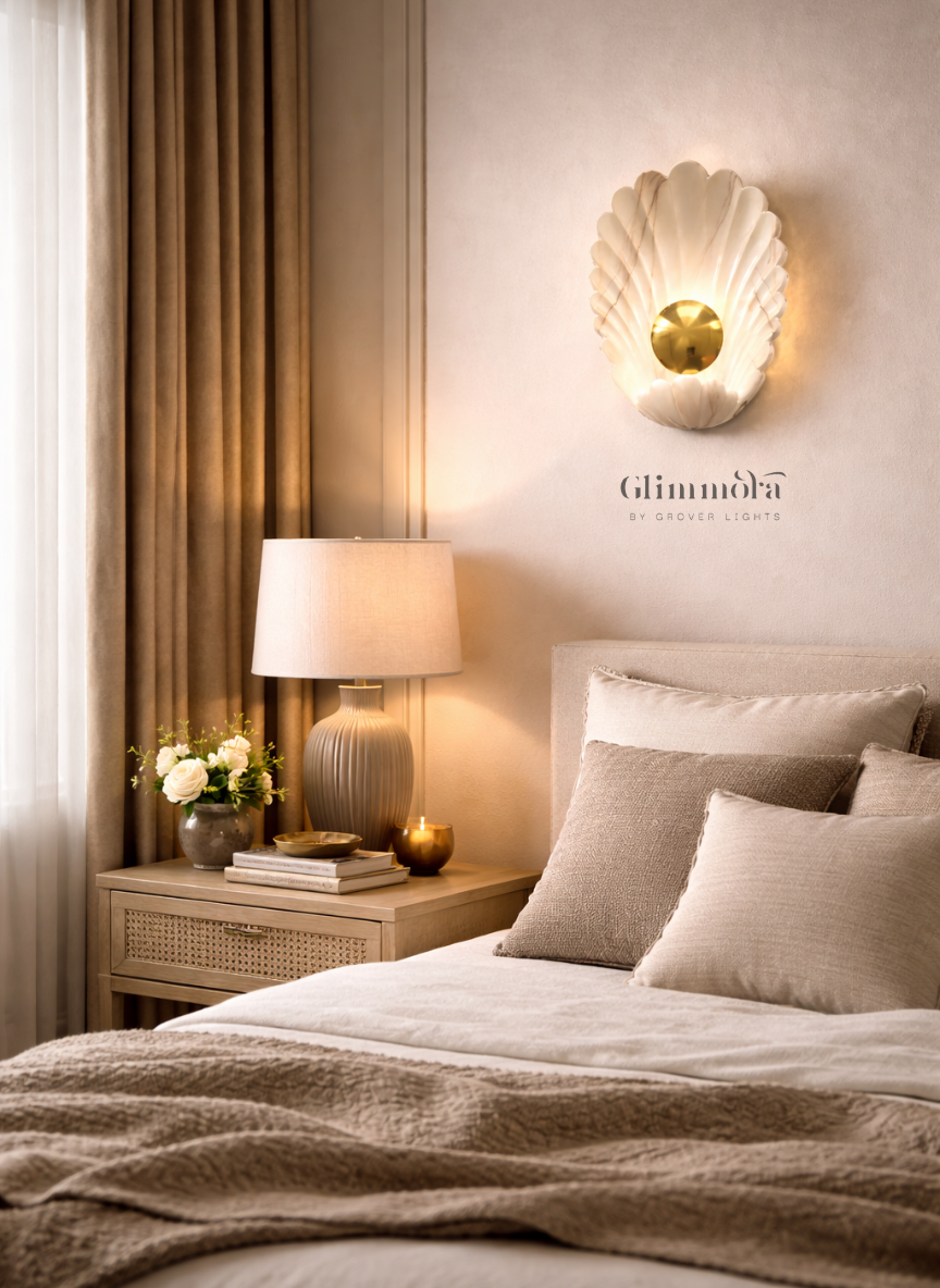 Shell Aura Marble & Brass LED Wall Light