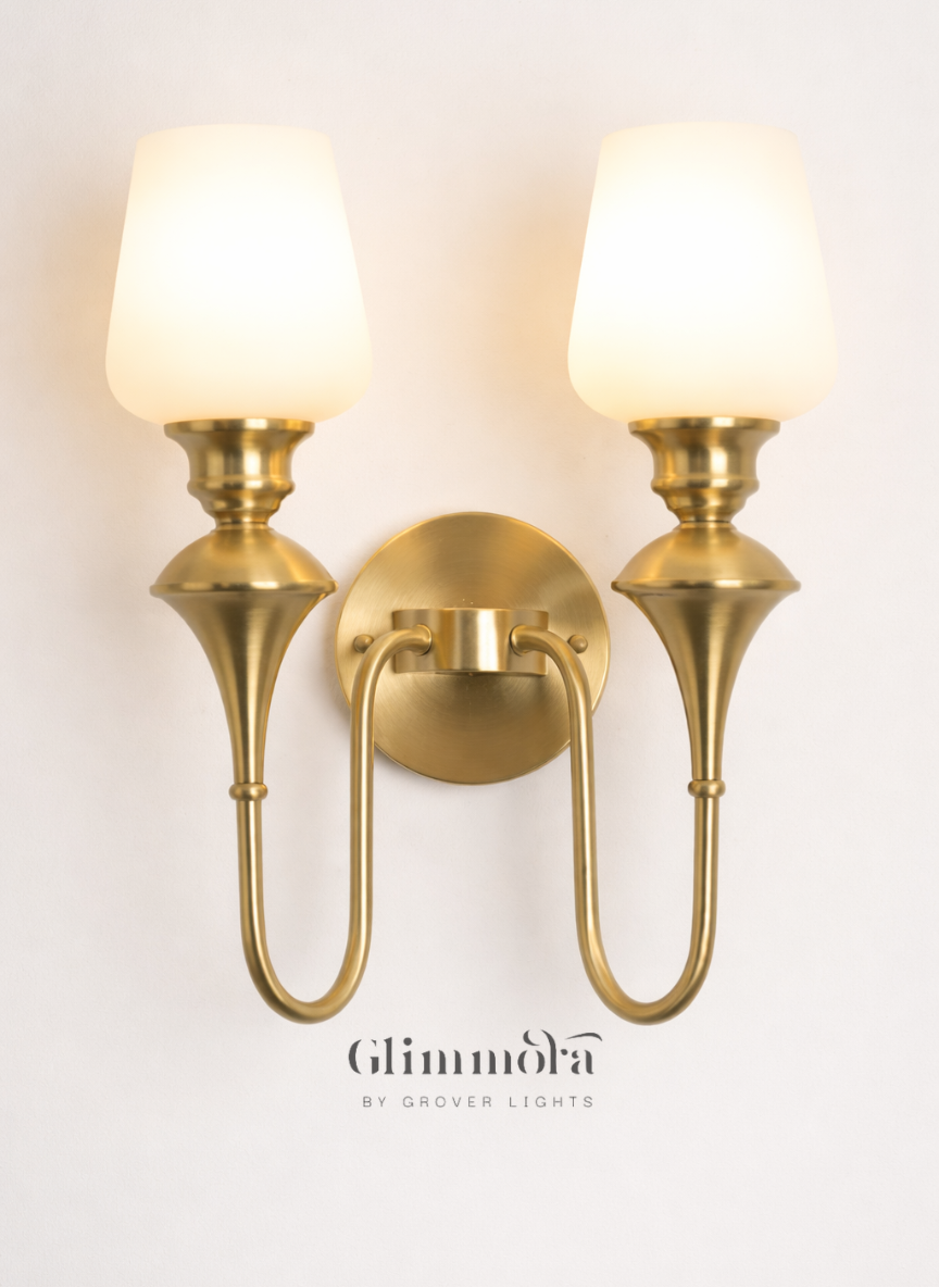 Classic Duo Brass Finish (Glass) Wall Sconce