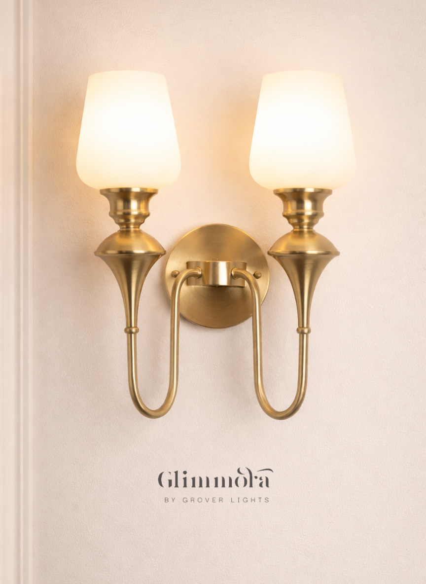Classic Duo Brass Finish (Glass) Wall Sconce