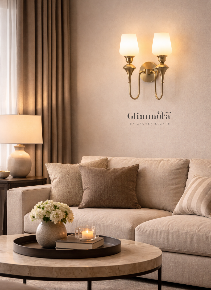 Classic Duo Brass Finish (Glass) Wall Sconce