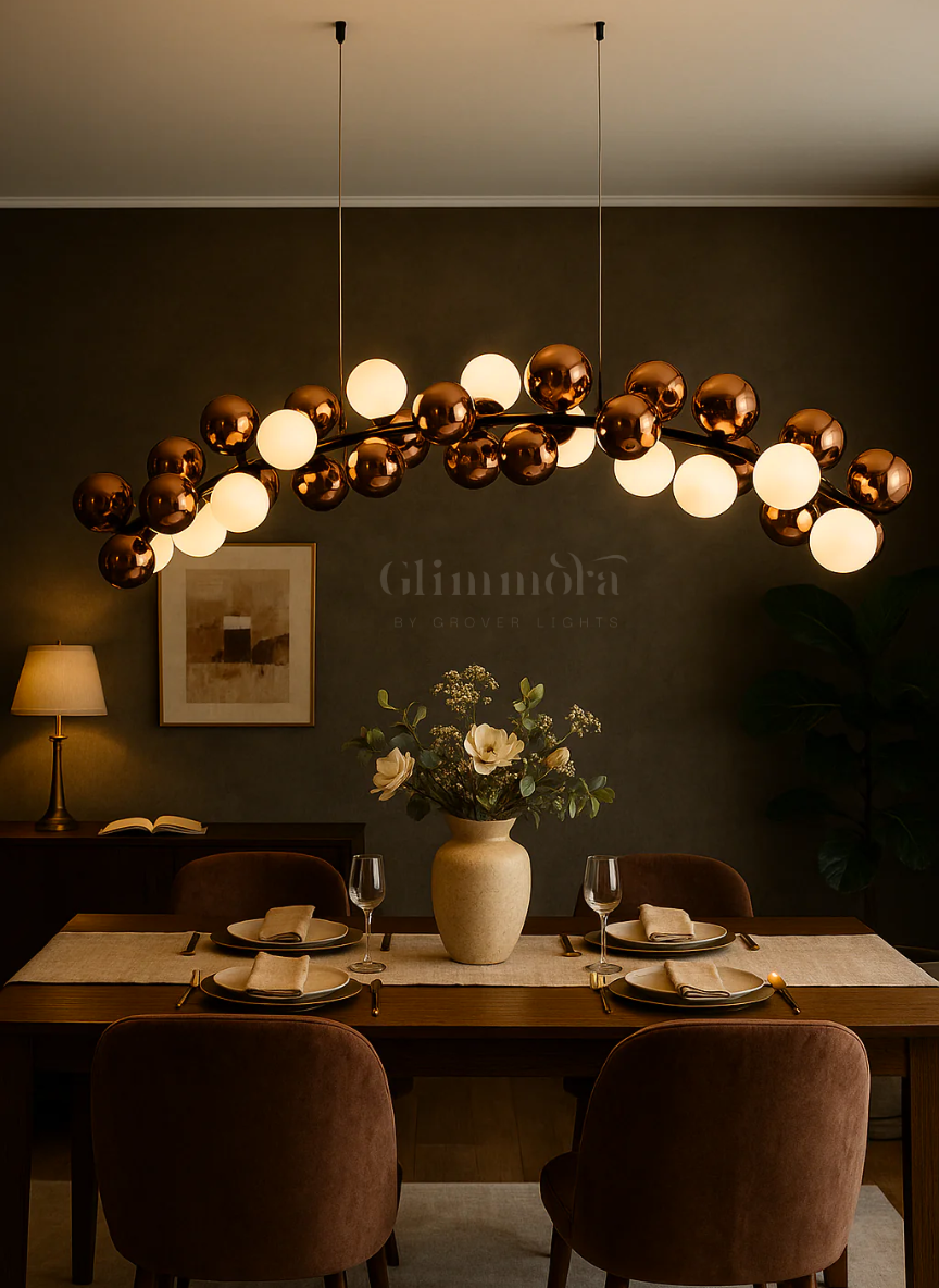 Dancing Echoes (Rose Gold, White, 30-Head) Glass Chandelier