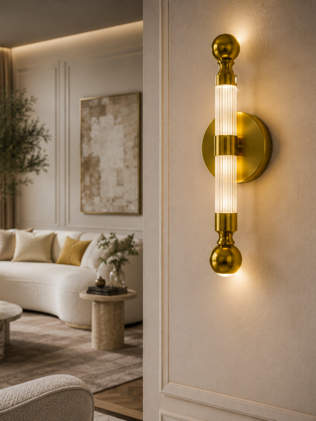 Modern Gold/Black Crystal LED Wall Light for Bedroom & Living Room