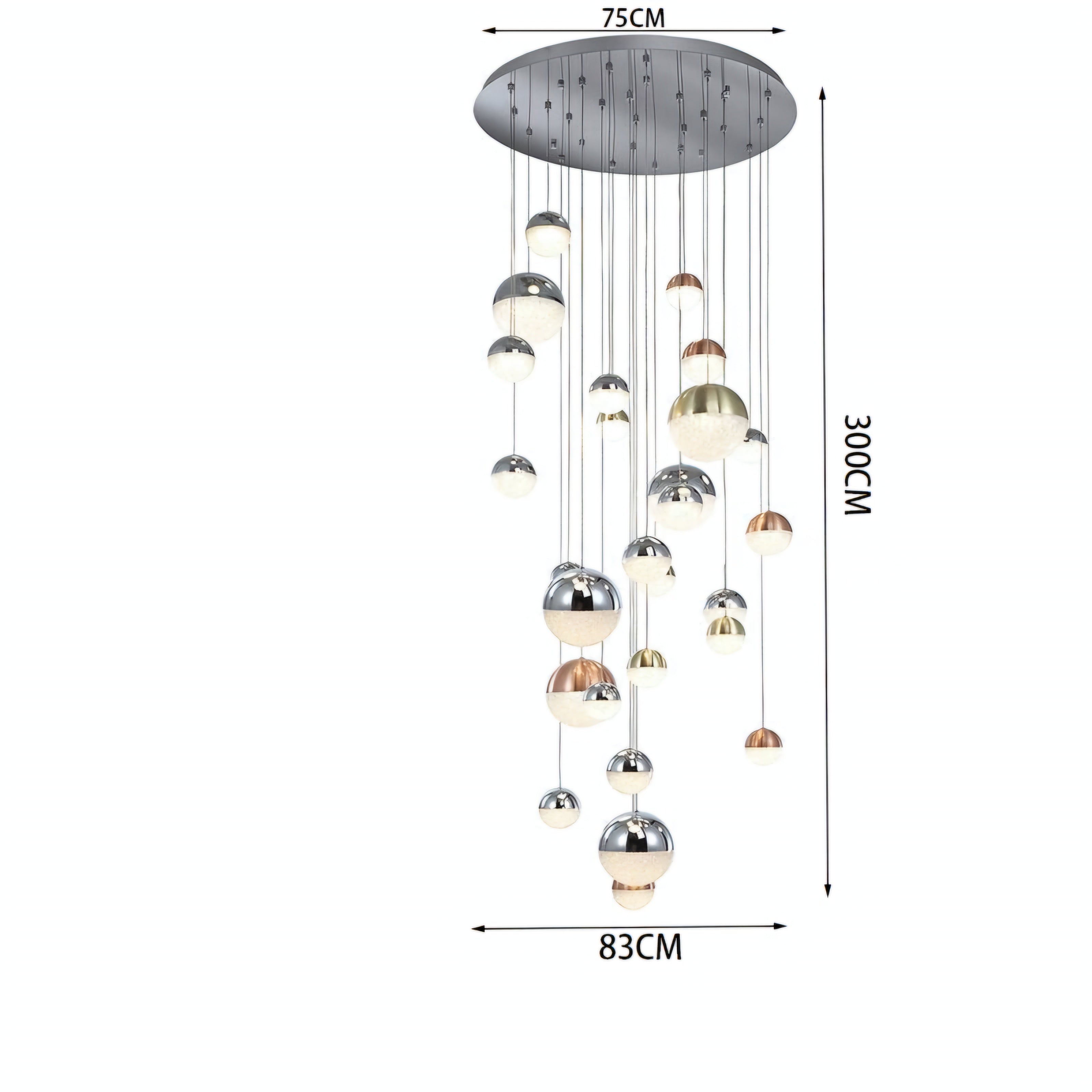 Elara’s Tricolor Sphere Chandelier