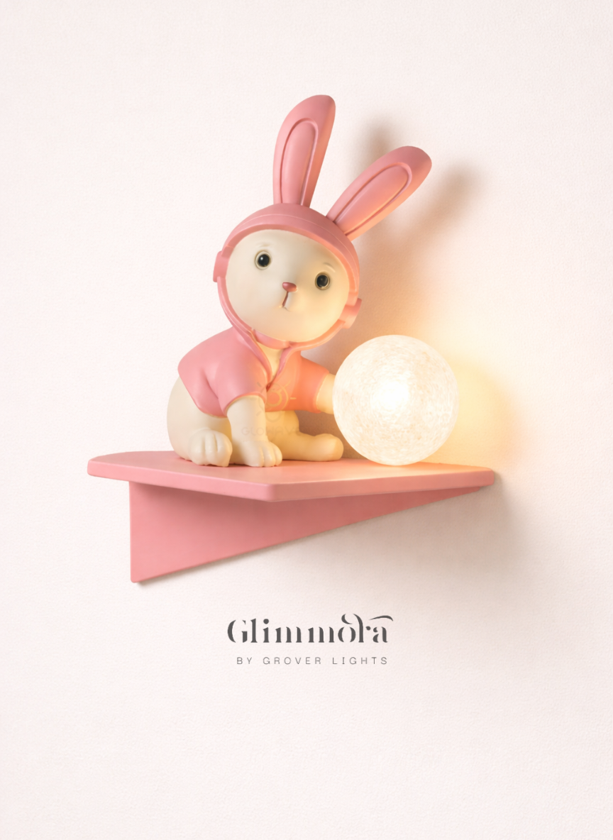 Bunny Glow Kids LED Wall Light with Shelf