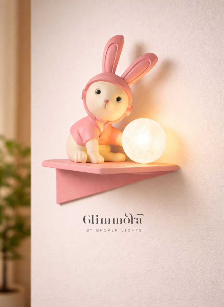 Bunny Glow Kids LED Wall Light with Shelf