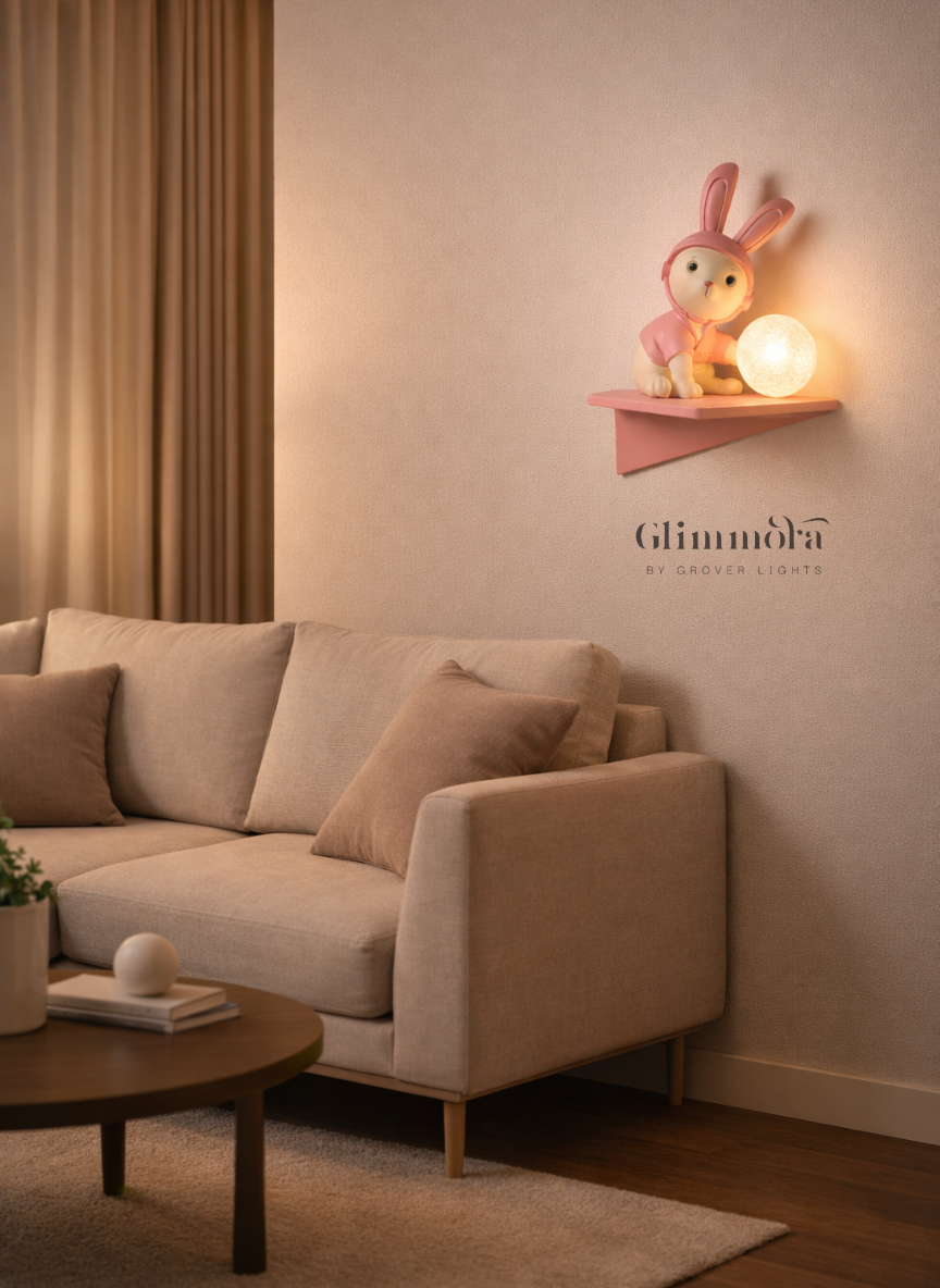 Bunny Glow Kids LED Wall Light with Shelf