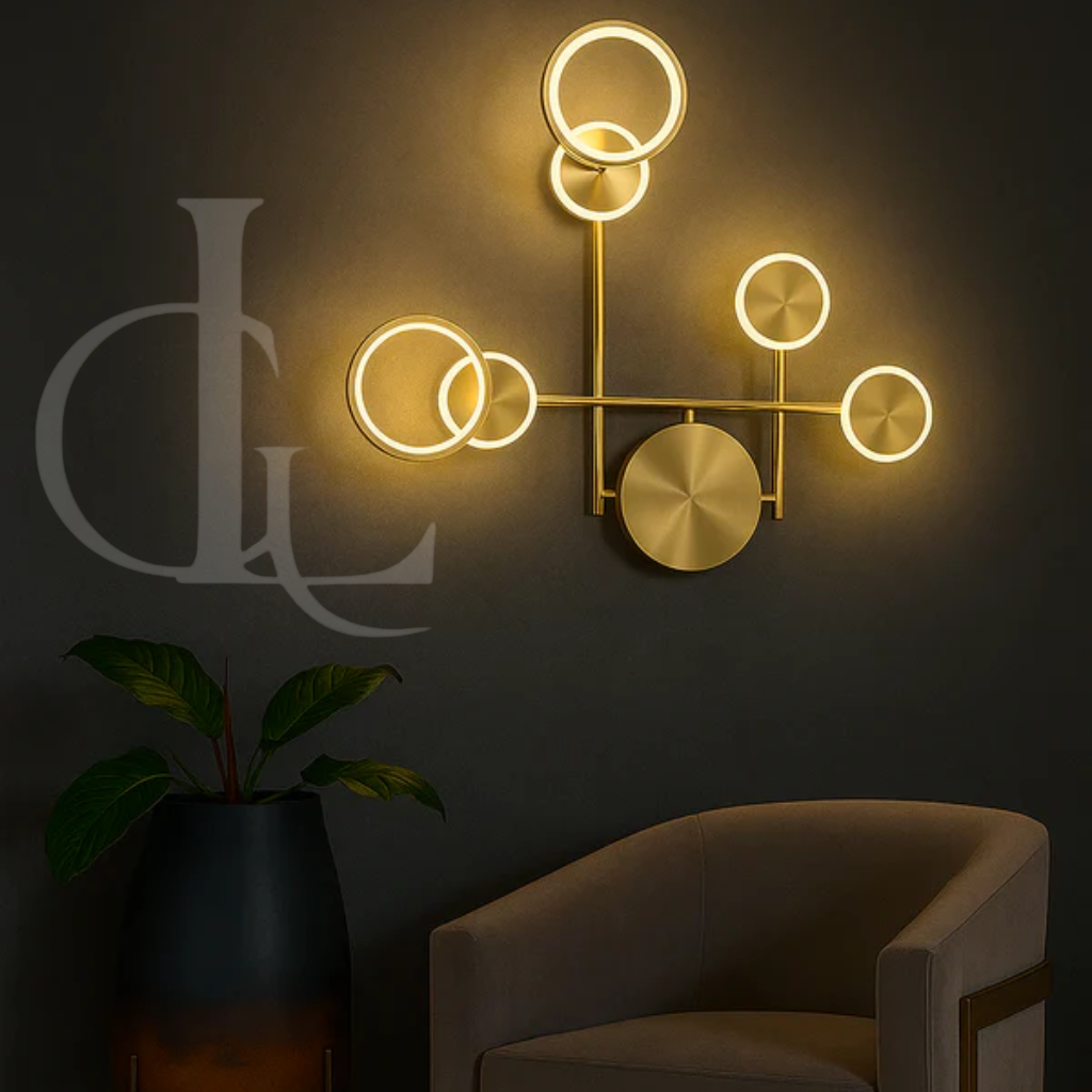 6 LED Modern Electroplated Gold Wall Art Light - Warm White