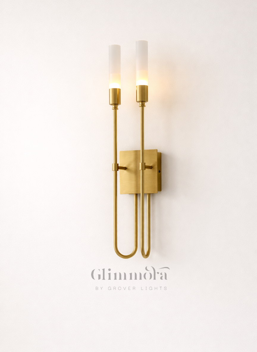 Aura Twin Brass Tube Wall Light