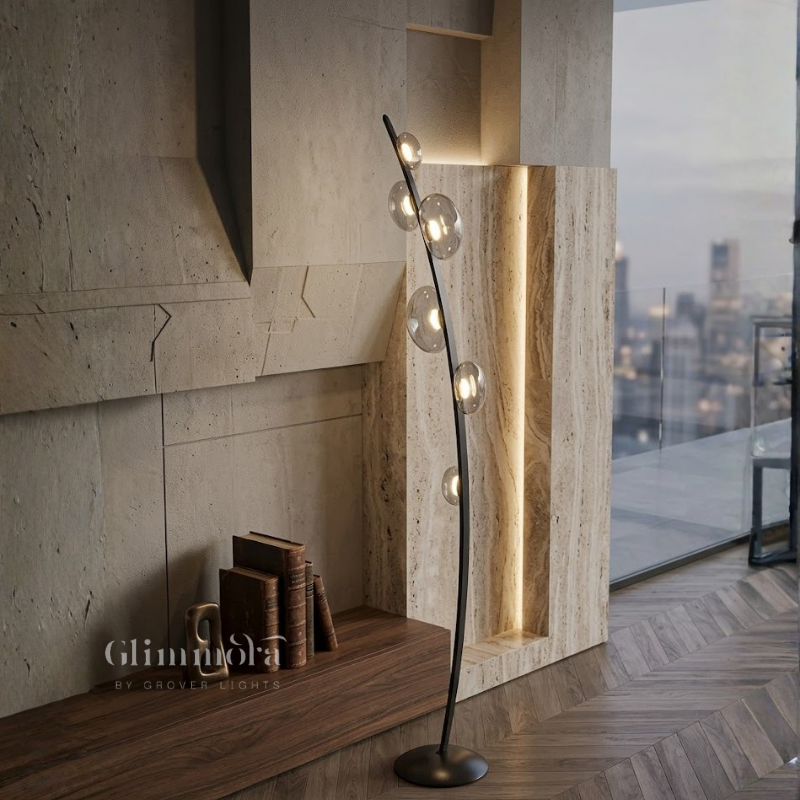 Modern Curved Globe Floor Lamp