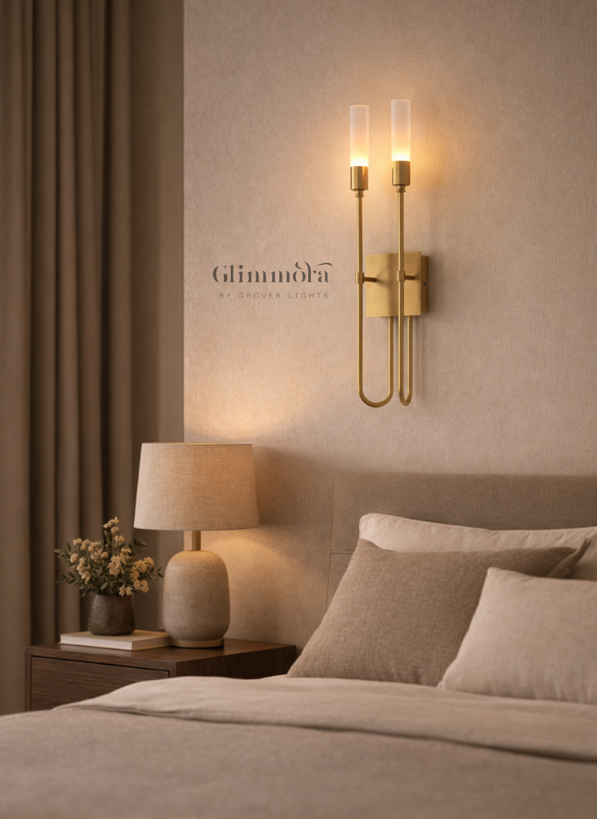 Aura Twin Brass Tube Wall Light