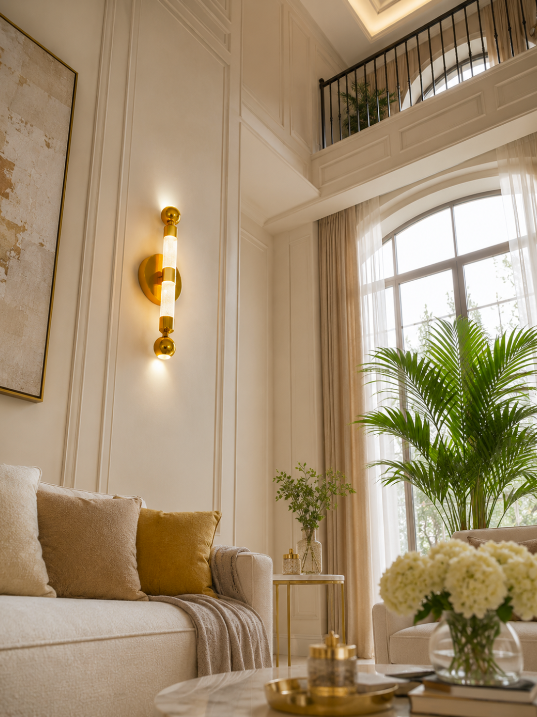 Modern Gold/Black Crystal LED Wall Light for Bedroom & Living Room