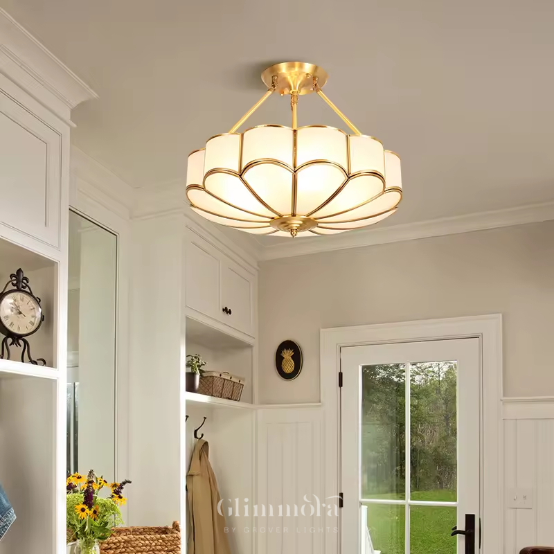Classic Gold Petal Flush Chandelier 450MM