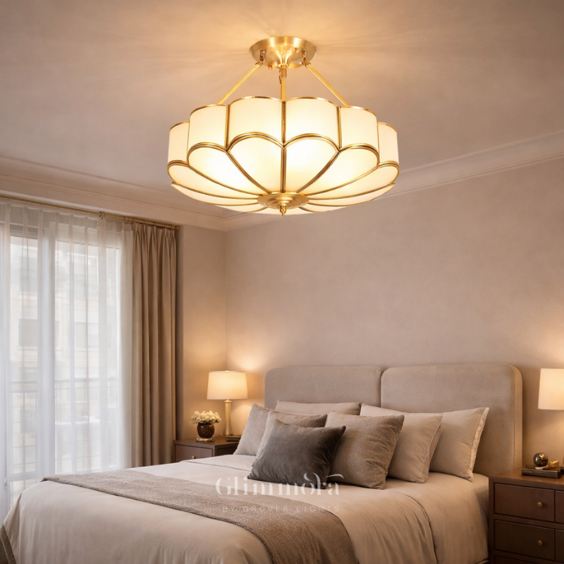 Classic Gold Petal Flush Chandelier 450MM
