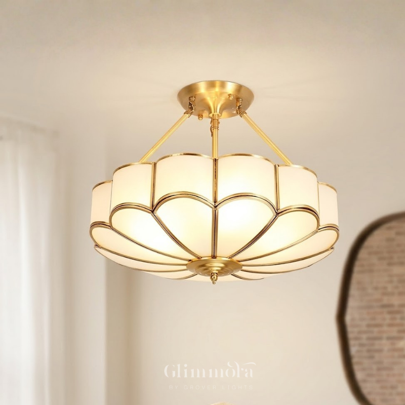 Classic Gold Petal Flush Chandelier 450MM
