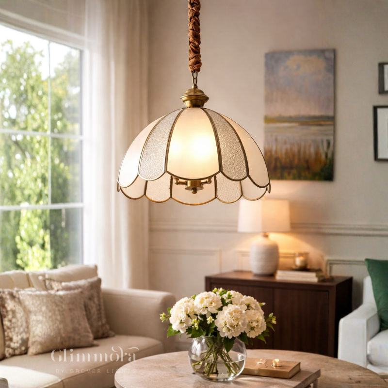 Vintage Gold Petal Pendant Light