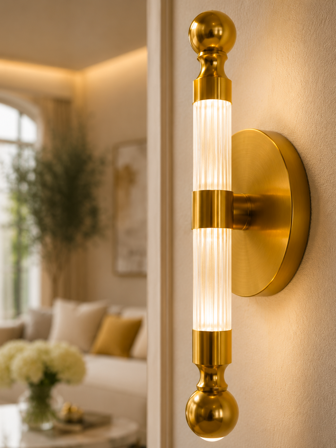 Modern Gold/Black Crystal LED Wall Light for Bedroom & Living Room