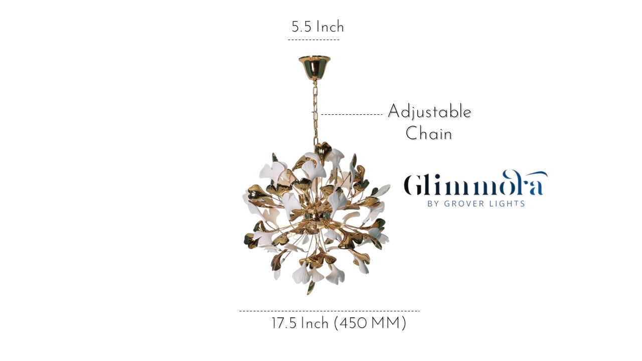 Ceramic Glazed Kew Tree Leaf Chandelier