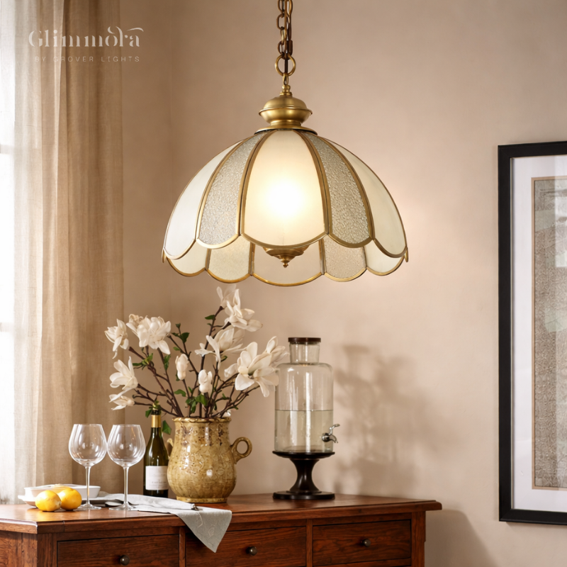 Vintage Gold Petal Pendant Light