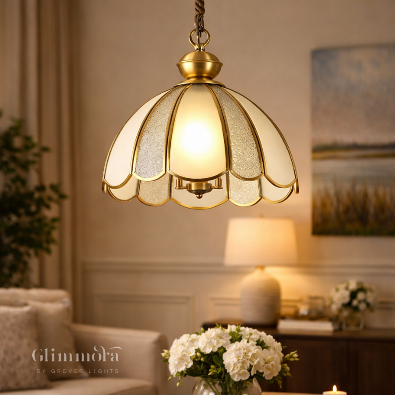 Vintage Gold Petal Pendant Light