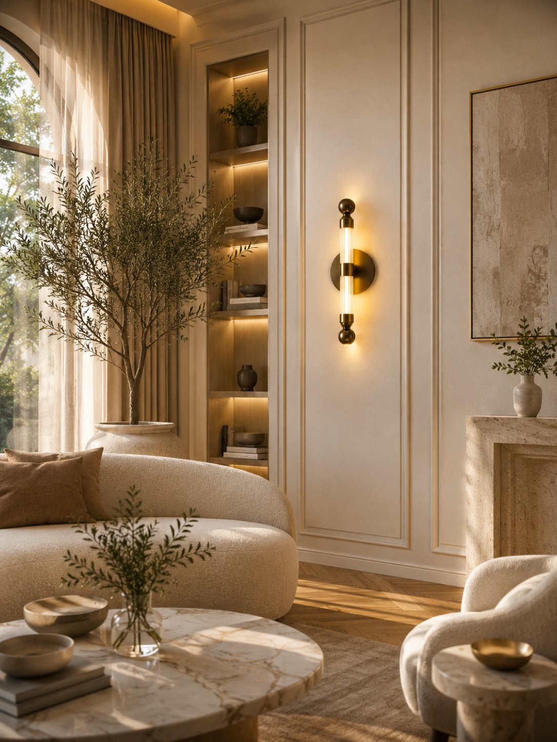 Modern Gold/Black Crystal LED Wall Light for Bedroom & Living Room