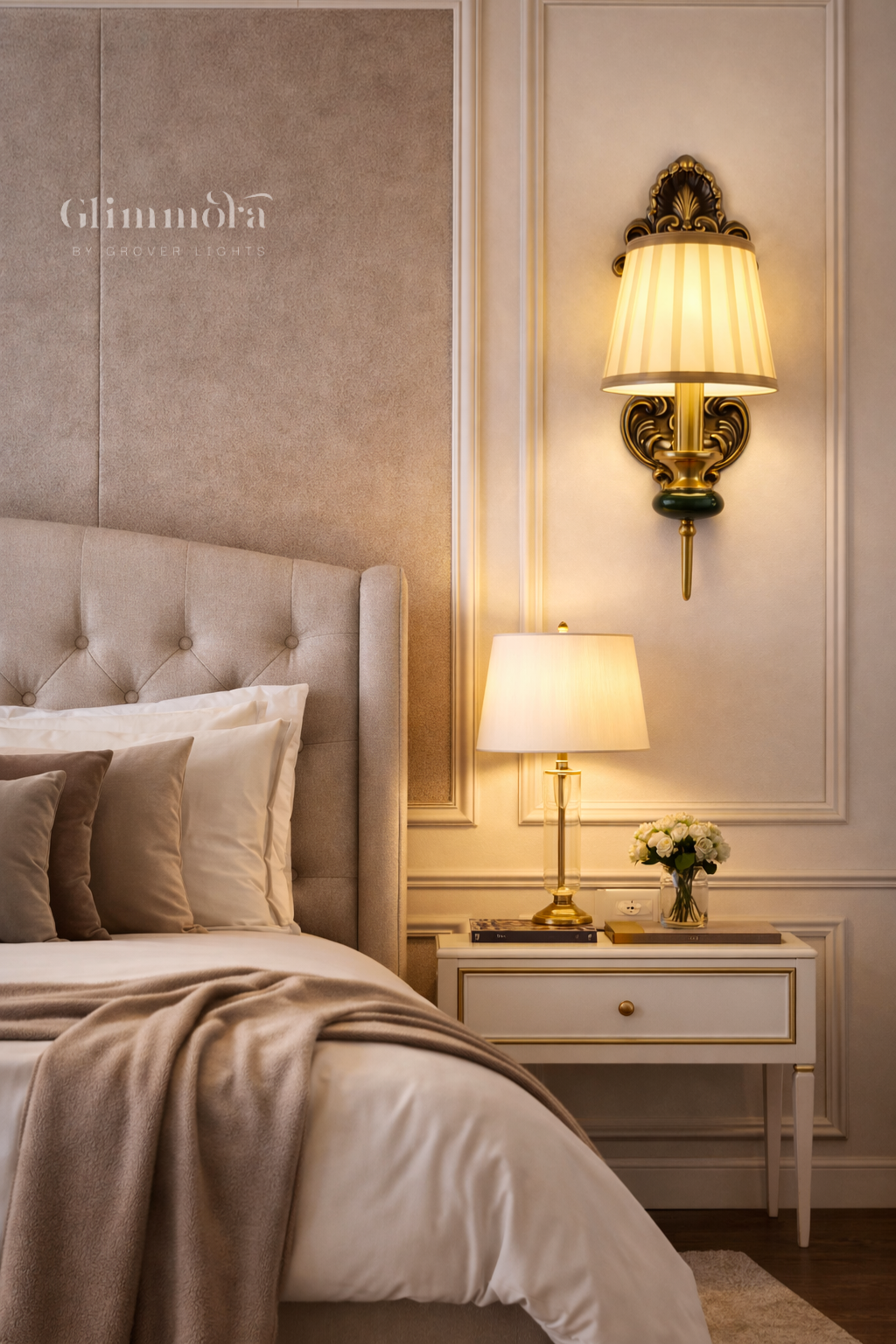 Regal Antique Gold Wall Sconce with Pleated Fabric Shade